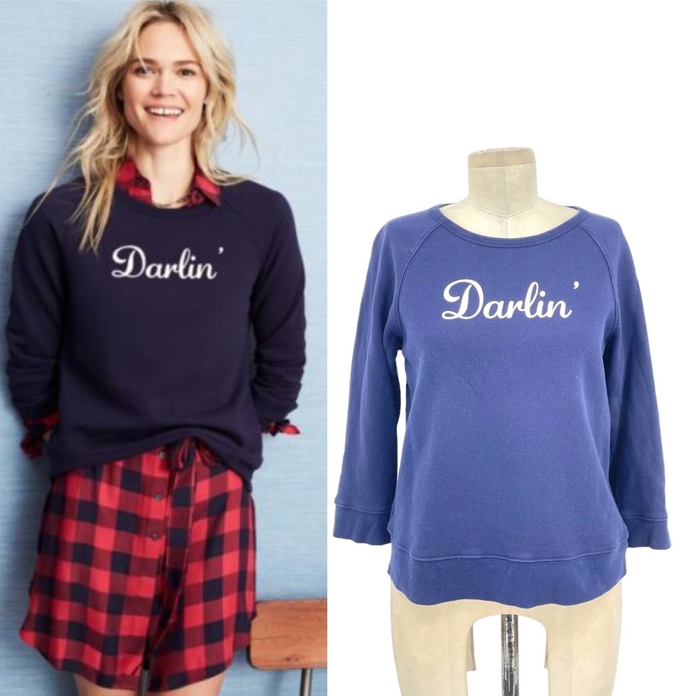 Draper James Darlin' Sweatshirt Nassau Navy Blue Size Small